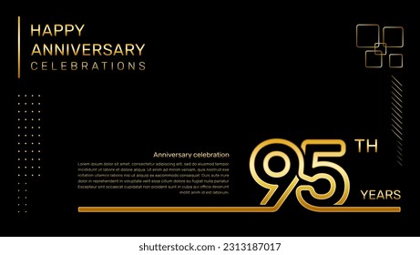 95 year anniversary template with gold color number and text, vector template svg