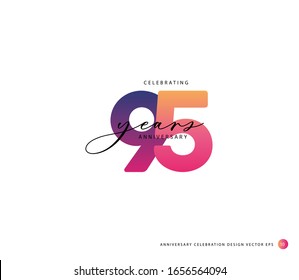 95 years anniversary or birthday celebration design template Vector.
