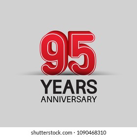 95 years anniversary celebration company design red big number isolated on gray background 