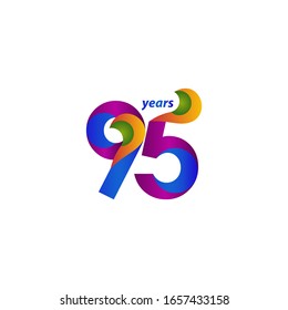 95 Years Anniversary Celebration Elegant Blue Vector Template Design Illustration