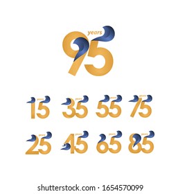 95 Years Anniversary Celebration Gold Elegant Vector Template Design Illustration