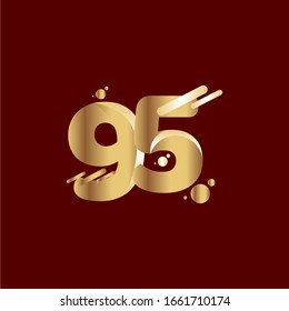 95 Years Anniversary Celebration Gradient Gold Number Vector Template Design Illustration
