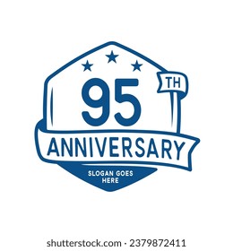 95 years anniversary celebration hexagon design template. 95th anniversary logo. Vector and illustration.