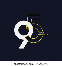 95 years anniversary celebration linked number logo, isolated on dark background svg