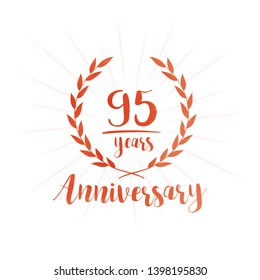 95 years anniversary celebration logo. Anniversary watercolor design template. Vector and illustration.