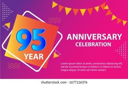 95 years anniversary celebration logo vector template design