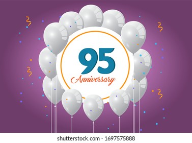 95 years anniversary celebration logo vector template design illustration