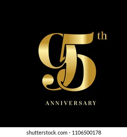 95 years anniversary celebration logotype  overlapping style with golden color. vector illustration isolated on dark background