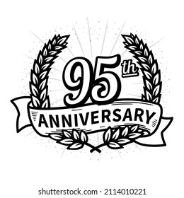 95 years anniversary celebration logotype. 95th anniversary logo. Vector and illustration.