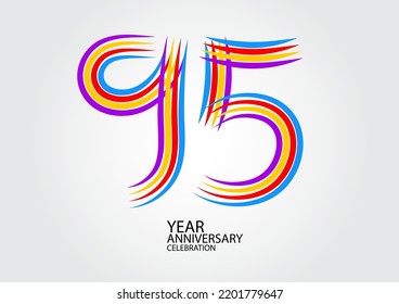 celebración de 95 años logotipo de tipo de línea colorida vector, logotipo de cumpleaños 95, diseño de número 95, plantilla de cartel, elementos de número de logotipo para tarjeta de invitación, afiche, camiseta.