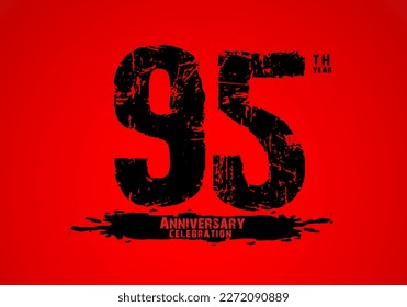 95 years anniversary celebration logotype on red background, 95th birthday logo, 95 number, anniversary year banner, anniversary design elements for invitation card and poster. number design vector