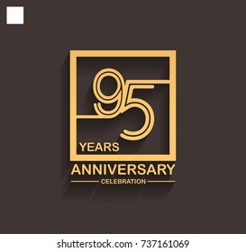 95 years anniversary celebration logotype style linked line in the square with golden color. vector illustration isolated on dark background