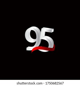 95 Years Anniversary Celebration Number Black and White Vector Template Design Illustration