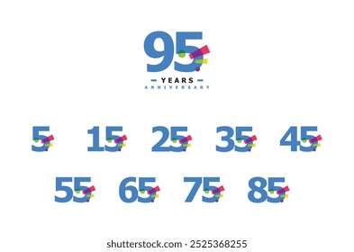 95 Years Anniversary Celebration Number Collection Design Fun