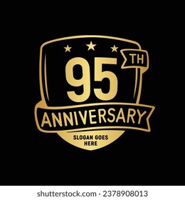 95 years anniversary celebration shield design template. 95th anniversary logo. Vector and illustration.