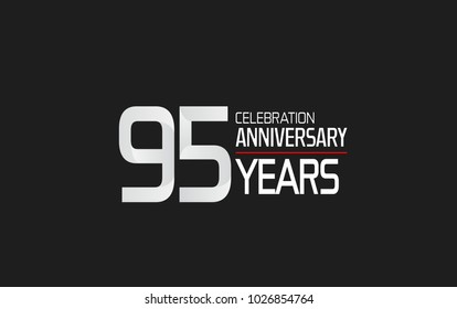 95 years anniversary celebration simple design white color with red line isolated on black background 