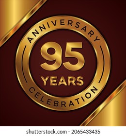 95 años de celebración, diseño vectorial con color dorado sobre fondo marrón con un diseño simple y lujoso.logo plantilla vectorial
