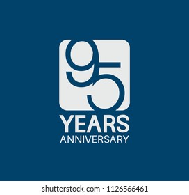 95 years anniversary design blue color with white square for company celebration 