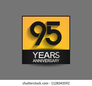 95 years anniversary design square style yellow and black color isolated on gray background for celebration event