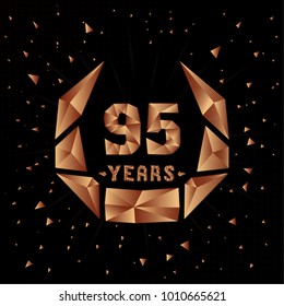 95 years anniversary design template. Low poly design.
