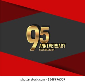95 years Anniversary gold font with red fold on above and below font. My all design can see in my portofolio