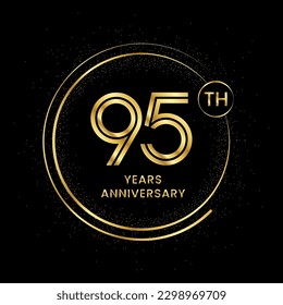 95 years anniversary with golden circle glitter and double circle line vector template svg