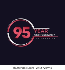 95  years anniversary golden pink color with circle ring isolated on black background for anniversary celebration event svg