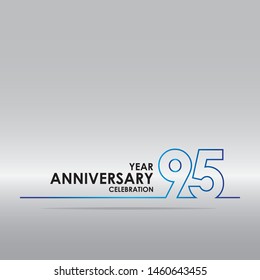95 years anniversary linked logotype with blue color isolated on white background for company celebration event