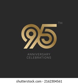 95 years anniversary logo design on black background for celebration event. 95th celebration emblem. svg