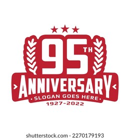 95 years anniversary logo design template. 95th anniversary celebration logotype. Vector and illustration.