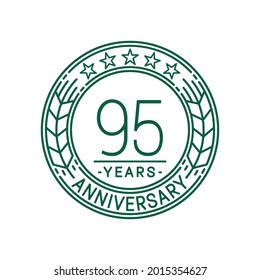 95 years anniversary logo template. 95th line art vector and illustration.