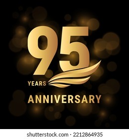 95 Years anniversary logo, Template design with gold color for poster, banners, brochures, magazines, web, booklets, invitations or greeting cards. Vector illustration svg