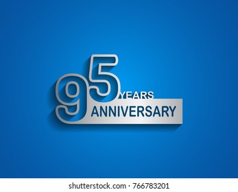 95 years anniversary logotype with outline number silver color on blue background