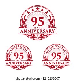 95 years anniversary set. 95th celebration logo collection. Vector and illustration. 