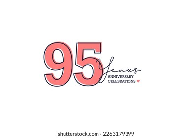 95 years anniversary. Anniversary template design concept with peach color and black line, design for event, invitation card, greeting card, banner, poster, flyer, book cover and print. Vector Eps10