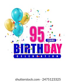 95 years birthday 3d vector template design illustration