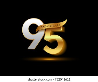 95 years golden anniversary logo celebration with ribbon