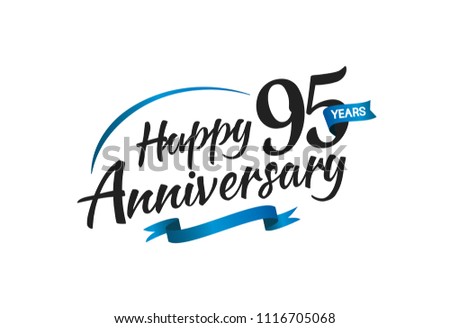 95 years happy anniversary celebration blue stock vector royalty happy anniversary ribbon