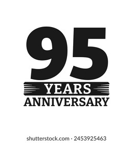 95 years logo or icon. 95th anniversary badge. Birthday celebrating, jubilee emblem design with number twenty. Vector illustration. svg
