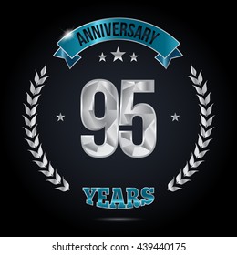 95 Years Silver anniversary logo, low poly design number