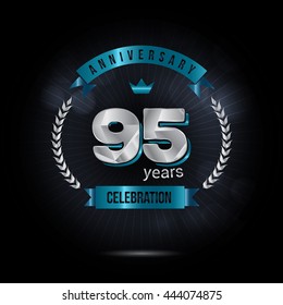 95 Years Silver anniversary logo, low poly design number