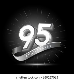 95 years silver anniversary logo celebration with firework and ribbon