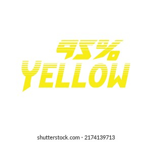 95% Yellow Sign and label vector and illustration art with fantastic font and yellow color combination in white background