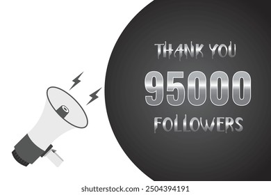 95000 OR 95k followers celebration. Thank you 95000 followers congratulation template banner. banner for social 95k friends and followers. celebrate subscribers and followers.
