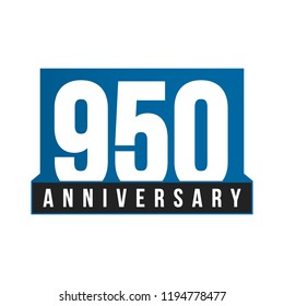 950th Anniversary vector icon. Birthday logo template. Greeting card design element. Simple business anniversary emblem. Blue strict style number. Isolated vector illustration on white background.
