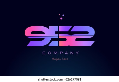 952 pink blue purple number digit numeral dots creative company logo vector icon design template