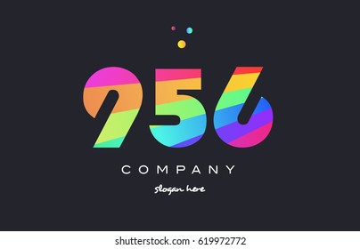 956 creative color green orange blue magenta pink number digit company logo vector icon spectrum