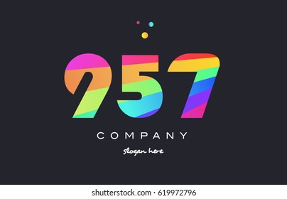 957 creative color green orange blue magenta pink number digit company logo vector icon spectrum