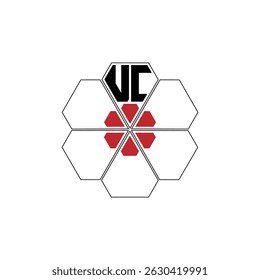 957 diamond shape alphabet letter pentagon geometric educational learning flower logo U C