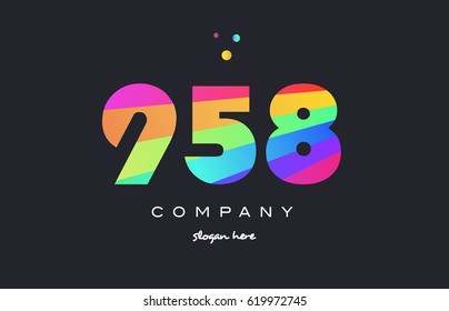 958 creative color green orange blue magenta pink number digit company logo vector icon spectrum